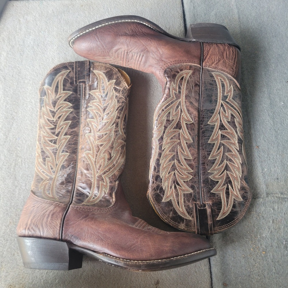 Cavender's Cowboy Boots Mens 10 D Brown Leather Point Toe Stitched 14839 Western